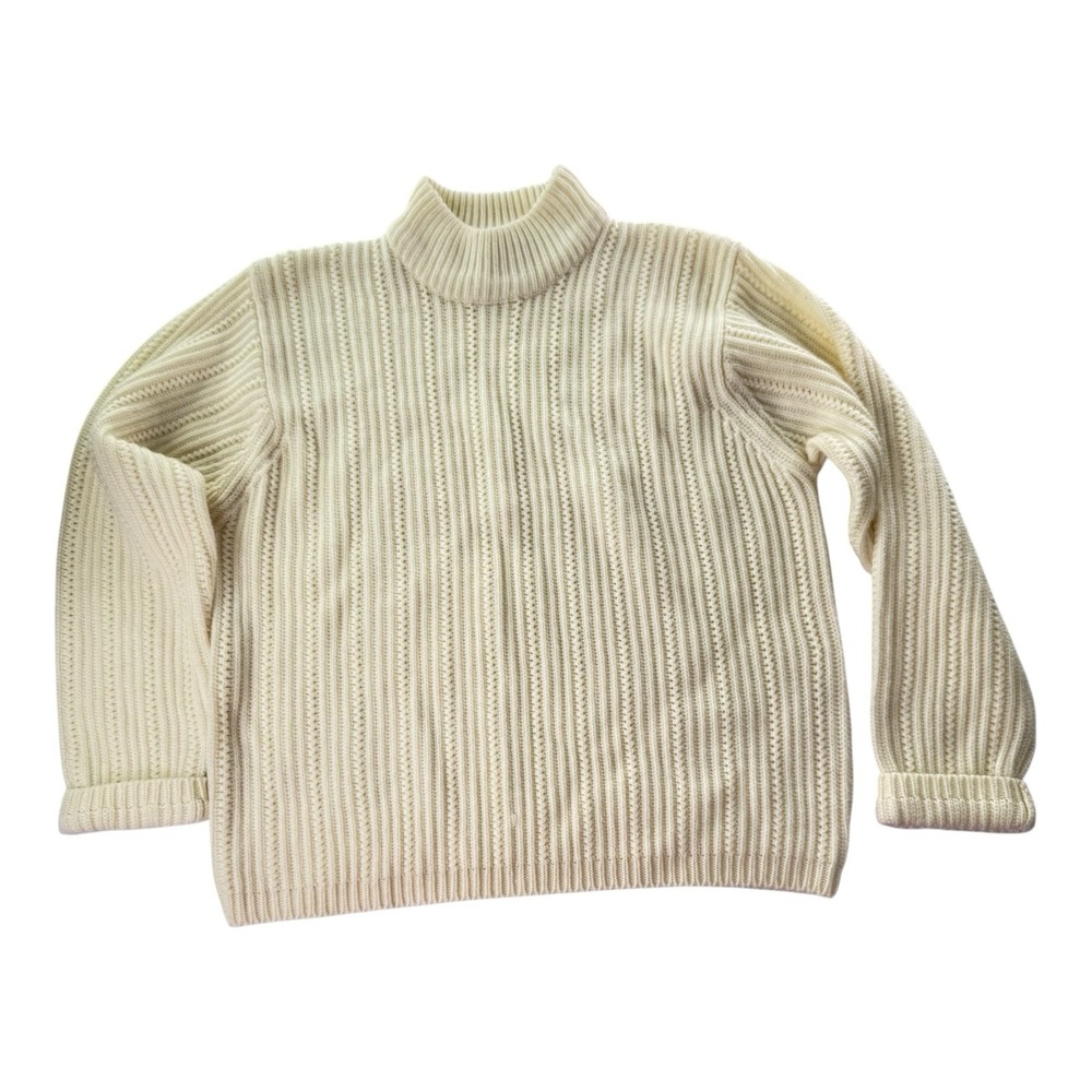 Laura Gayle Vintage Women's Large Cream Ribbed Turtleneck Sweater Acrylic